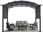 MASTERCANOPY 10x10ft Outdoor Retractable Pergola with Sun Shade Canopy Patio Metal Garden Pergola,Dark Grey