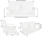 Poly Lumber 2-Seat Porch Swing, HIPS 4.5-Feet Bench Swing with Foldable Cup Holders,18/8 Stainless Steel Hardware, High Backrest and Deep Contoured Seat (Snow White, 4.5-feet)
