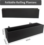 2 Pack Metal Railing Planter Box, 30 Inch Balcony Planters with Adjustable Brackets, Large Hanging Planters for Outdoor Fence Deck