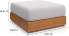 Modway Tahoe Acacia Wood Outdoor Ottoman in Natural Light Gray with Weather-Resistant Cushion - Ideal as Outdoor Footstool or Sunroom Furniture Accessory