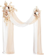 Artificial Flower Wedding Arch Kit, 4-Piece Set in White, Beige and Gold