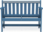 SERWALL Outdoor Bench, HDPE Outdoor Benches Weatherproof, 2-Person Garden Bench with 660 lbs Weight Capacity, Patio Benches for Outdoors, Garden, Porch, Backyard and Park, Navy Blue