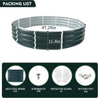 Galvanized Raised Garden Beds for Gardening - 4x4x1ft Round Metal Planter Boxes Above Ground Outdoor for Vegetables,Flowers,Herbs, Garden Container Green