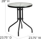Flash Furniture Bellamy 23.75" Round Indoor/Outdoor Tempered Glass Metal Frame Side Table