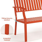 Outdoor Bench Weatherproof Aluminum Patio Garden Bench, Patio Loveseat for Porch Garden Lawn Backyard Park Balcony (Orange)