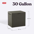 Keter City 30 Gallon Resin Outdoor Storage Box & Patio Side Table for Balcony, Pool, Deck & Garden Accessories, Weather‑Resistant, Mossy Brown