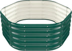 Hexagon Raised Garden Bed, 48 Inch Diagonal & 16.5 Inch Tall, Galvanized Steel Planter Box with Wave-Shaped Metal Panels for Outdoor Flower,Tree,Herb & Vegetable Garden (Dark green, 4FT X 1.5FT)