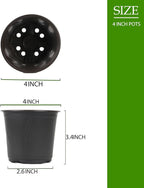 100 Packs 4 Inch Nursery Pots, 4 5 6 Inches Plastic Nursery Pots for Plants with Drainage Holes, Seed Starting Garden Pots of Flower Plant Container for Succulents, Transplanting (100, 4 Inch)