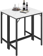 Narrow Bar Table, 63-Inch Pub Table for Dining Room, Counter Bar Tables with Sturdy Metal Frame, Connectable Bar Table, Multifunctional Console Table, Marble and Black BTHM1601