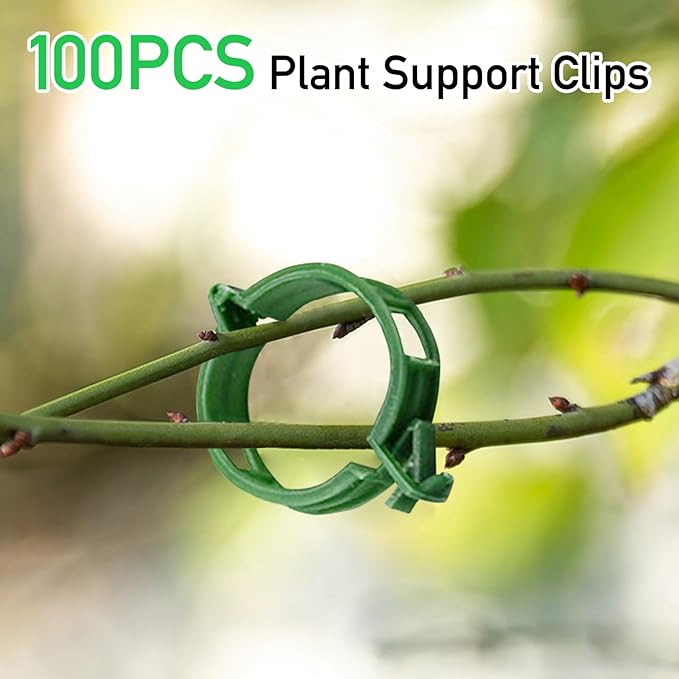 Winmany 100PCS Plant Support Garden Clips Tomato Supports/Connects Plants/Twine/Vines Trellis/Cages Vine Vegetable Fastening Clip Grafting Tools Make Grow Upright and Healthier