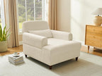 Chaise Lounge Chair Indoor with Adjustable Backrest, Oversized Accent Armchair for Living Room & Bedroom, Upholstered Mid-Century Reading Chair, Comfy Single Sofa Chair, Modern Living Room Chair