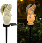 Solar Garden Angel Lights, Waterproof Outdoor Garden Angels Statue Decorations Angels Solar Lights for Cemetery Gravesite Grave Outside Yard Patio Lawn Porch (Sleeping Angel)