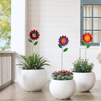 Metal Flowers for Outside,3 Pack Flowers Decorative Garden Stakes Spring Decor,Waterproof Metal Yard Art for Outside,Lawn,Patio,Yard