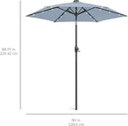 Best Choice Products 7.5ft Outdoor Solar Market Table Patio Umbrella for Deck, Pool w/Tilt, Crank, LED Lights - Breeze Blue
