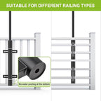 Heavy Duty Deck Railing Umbrella Holder, Adjustable Patio Umbrella Stand for 1-2 Inch Poles, Secure & Sturdy Railing Grille Mount, Maximizes Outdoor Space
