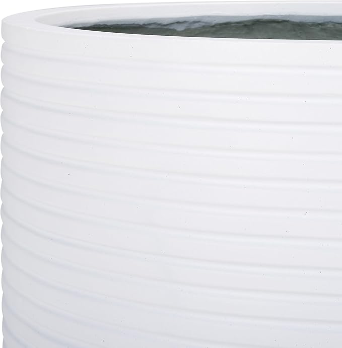 SAFAVIEH Outdoor Collection Nardo White Cement Ficonstone Planter Pot