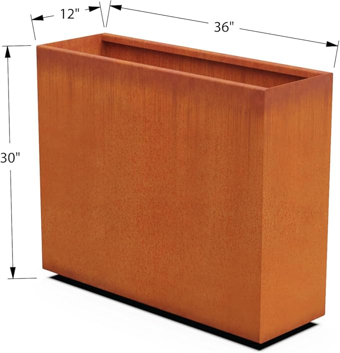 Plantercraft Large Rectangular Planters for Outdoor Plants - 36x12x30 Inch Corten Steel Planter, Extra Large Outdoor Planter Box for Patio, Garden & Privacy Screen, Heavy Duty Metal