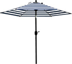 Sunnyglade 7.5' Patio Umbrella Outdoor Table Market Umbrella with Push Button Tilt/Crank, 6 Ribs (Blue and White)