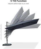 PURPLE LEAF 11.5' X 8.2' Tilting Patio Umbrella with Base Outdoor Cantilever Swivel Rectangle Umbrella Aluminum Offset Umbrella with 360-degree Rotation for Garden Deck Pool Patio Grey