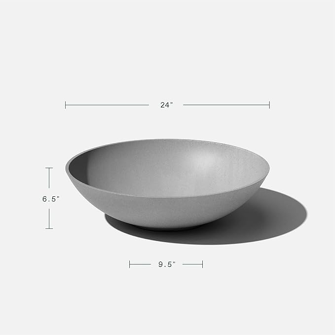 Veradek Mason Series Lane Bowl Planter-Large Round Planter for Indoor or Outdoor Tabletops/Gardens |Made from Plastic & Concrete with Drainage Holes|Modern Décor for Flowers, Succulents, Small Plants