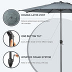 Abba Patio 11FT Lyon Outdoor Patio Umbrella Outdoor Table Umbrella with Push Button Tilt and Crank Market Umbrella 8 Sturdy Ribs UV Protection Waterproof for Garden Deck Backyard Pool Grey