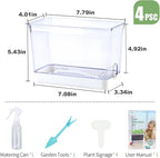 Self Watering Planters - 4 Pack Rectangular Clear Plant Pots with Drainage Holes for Indoor Plants