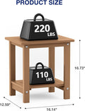 Outdoor Side Table, 16-Inch HIPS Patio End Table with Rounded Corners
