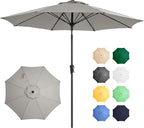Ayge 9FT Large Outdoor Patio Umbrella Market Table Umbrella-UV Resistant, Easy Push Button Tilt and Crank, 8 Sturdy Fiberglass Ribs Heavy-Duty Pool Umbrella for Deck, Backyard,Garden,Light Grey
