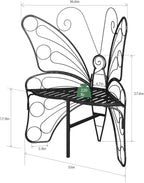 Butterfly Shaped Outdoor Bench, Black Garden Bench for Outdoor with Sturdy Stable Metal Frame, Butterfly Chair Butterfly Bench Outdoor for Garden, Yard, Balcony, Lawn (Black)