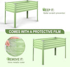 Raised Garden Bed with Legs, 48×24×32in Galvanized Raised Garden Beds Outdoor Elevated Metal Planter Box for Gardening Vegetables Flowers Herb （Green）