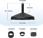 wikiwiki 80 Lbs HDPE Round Patio Umbrella Base, Weighted Umbrella Stands Fits 1.5-1.9in Poles for Garden, Lawn, Deck, Backyard & Pool, Black