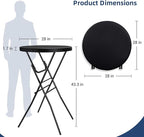Cocktail Table 28in Folding Round High Top Indoor – Black- 2PCS