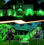 Halloween Christmas Outdoor Spotlights Green Landscape Lights Outdoor Spotlight,2 Pack 110v Plug-in Outdoor Waterproof Green Halloween Christmas Spotlights for Garden Pathway Tree Yard
