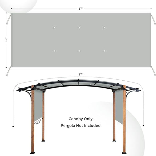 17x6.8 Ft Universal Pergola Replacement Canopy, Outdoor Canopy Shade Cover(Cover Only) (Gray)