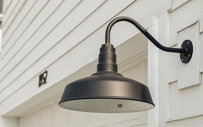 Wall Light, Black 16-Inch Farmhouse Barn Dome Outdoor Fixture