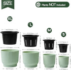 T4U 4 Inch Plant Pots Self Watering, 6 Pack African Violet Pots, Small Plant Pots for Plants, Small Indoor Plant Pot, Self Watering Planter for African Violet, Succulents (6 Pack 4" Pots, Green)