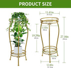 Plant Stand Indoor Outdoor 2 Tier 27'' Tall Metal Potted Rack Flower Pot Stand Heavy Duty Rustproof Iron Multiple Plant Supports for Garden Balcony Patio (Golden)