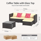 Aiho Patio Furniture Set All Weather Outdoor Sectional Patio Sofa Set with Tempered Coffee Table, for Backyard Porch, Beige
