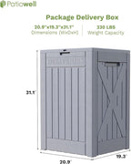 Patiowell 48-Gallon Resin Package Delivery Box for Outside, Waterproof Storage Deck Box with Lockable Secure (Grey)