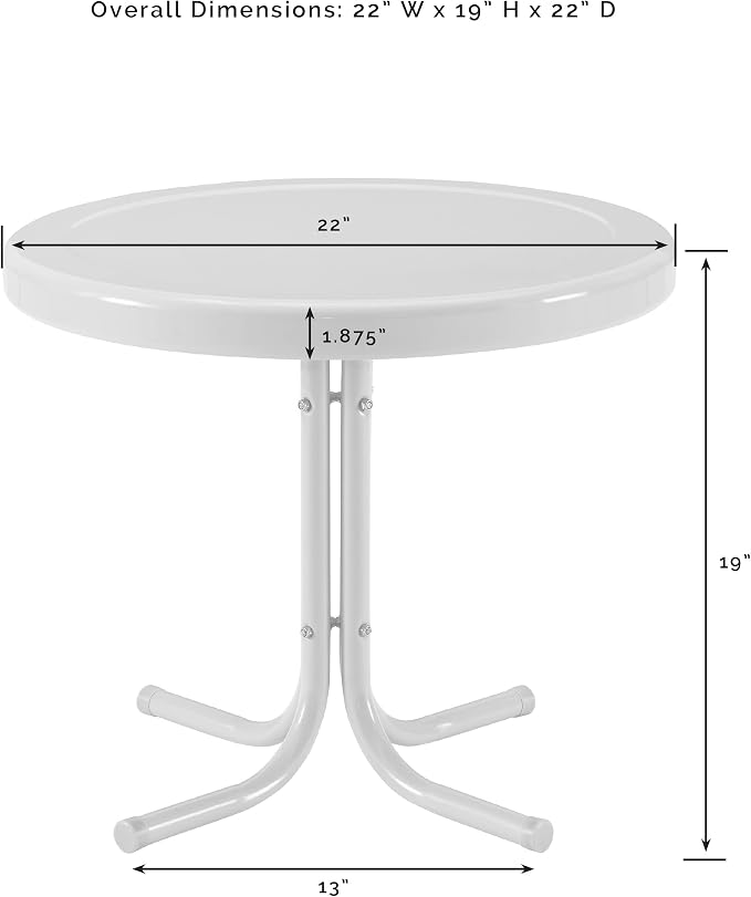 Outdoor Side Table, Lavender Gloss Metal Pedestal, 22-Inch Wide