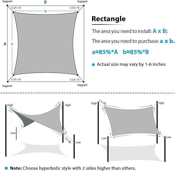 Amagenix Sun Shade Sail 16'X20' Curved Edge Outdoor Shade Canopy Sand Breathable 95% UV Block Shade Cloth for Patio Garden Backyard (We Make Custom Size)