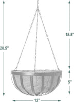 Arcadia Garden Products CB42 12" Solstice Round Hanging Basket, Black
