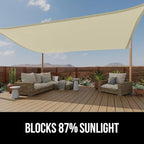 GORILLA GRIP Heavy Duty Sun Shade, UV Protection Fade Tear and Rust Resistant Rectangle Sunshade Canopy, Curved Edges Blocks Sunlight, Breathable Sail, Outdoor Patio, Lawn Garden, 6x10 FT Butter Cream