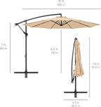 Best Choice Products 10ft Offset Cantilever Hanging Market Patio Umbrella, 8 Sturdy Ribs, Easy Adjustment - Sand