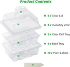 Bonviee 5-Pack Seed Starter Trays for Indoor Germination – Humidity Dome to Regulate Temperature & Humidity, Clear Tray for Root Observation, Drain Holes to Prevent Overwatering (5 Packs, Clear)
