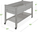 Best Choice Products Raised Garden Bed 48x24x32-inch Mobile Elevated Wood Planter w/Lockable Wheels, Storage Shelf, Protective Liner - Gray