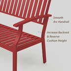 Outdoor Bench Weatherproof Aluminum Patio Garden Bench, Patio Loveseat for Porch Garden Lawn Backyard Park Balcony(Rose Red, 1PC)
