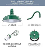 Wall Light, Green Farmhouse Barn Sconce with 16-Inch Dome