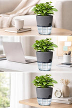 Self Watering Planter Pot with Upgraded Wick System – Modern Indoor Plant Pot with Visible Water Reservoir