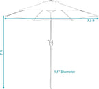 Sunnydaze Outdoor Patio Umbrella - Polyester Table Market Umbrella with Push-Button Tilt and Crank - 6 Sturdy Ribs - Red - 7.5ft